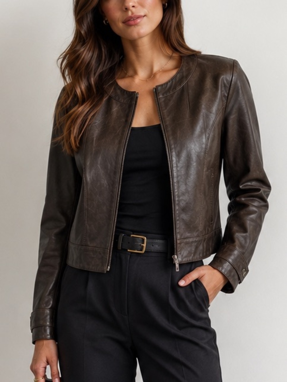 Anonymous John Carlisle Brown Genuine Leather Jacket Size L